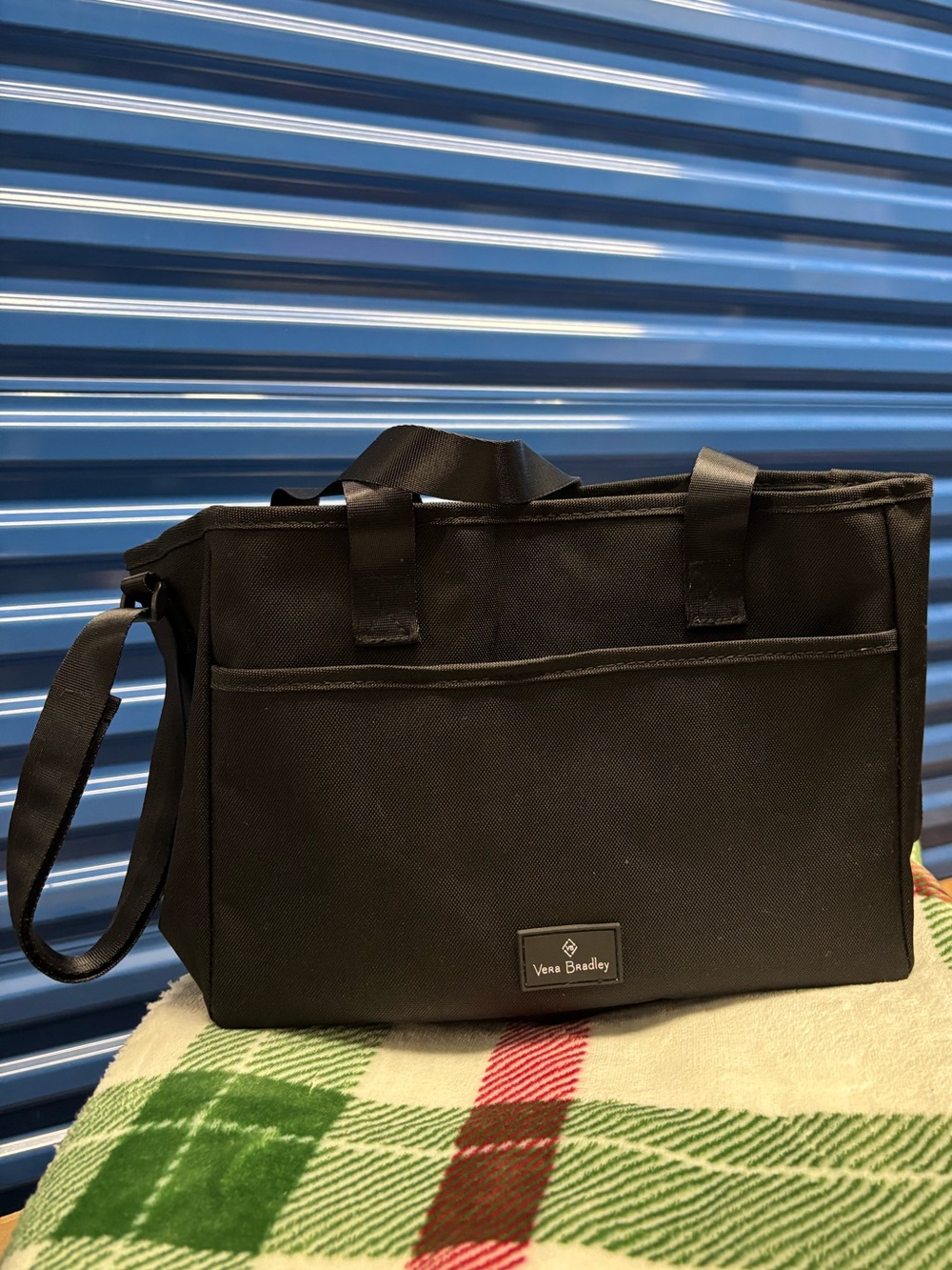 Vera Bradley Black Lighten Up Organizer Bag with Strap